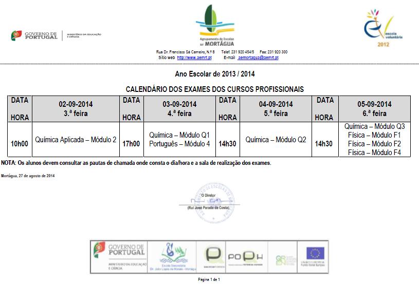 Exames Profissional Setembro 2014